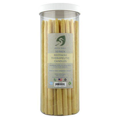 white egret all natural beeswax ear candles for ear wax removal 50 pack product image front