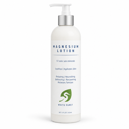 White Egret Magnesium Lotion – 72 Ionic Sea Minerals - White Egret Personal Care