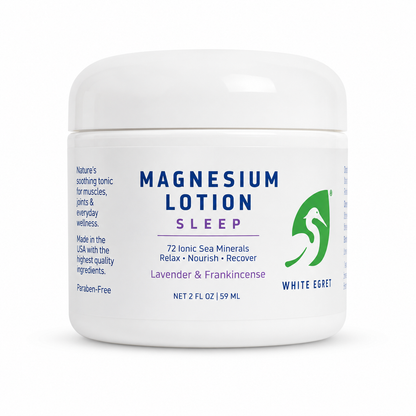 White Egret Magnesium Lotion – 72 Ionic Sea Minerals - White Egret Personal Care