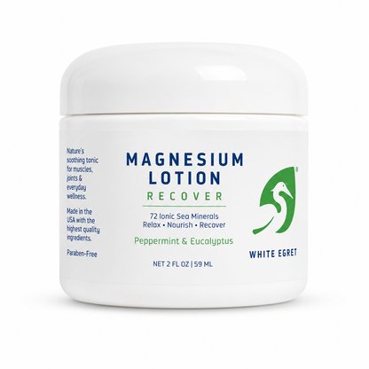 White Egret Magnesium Lotion – 72 Ionic Sea Minerals - White Egret Personal Care