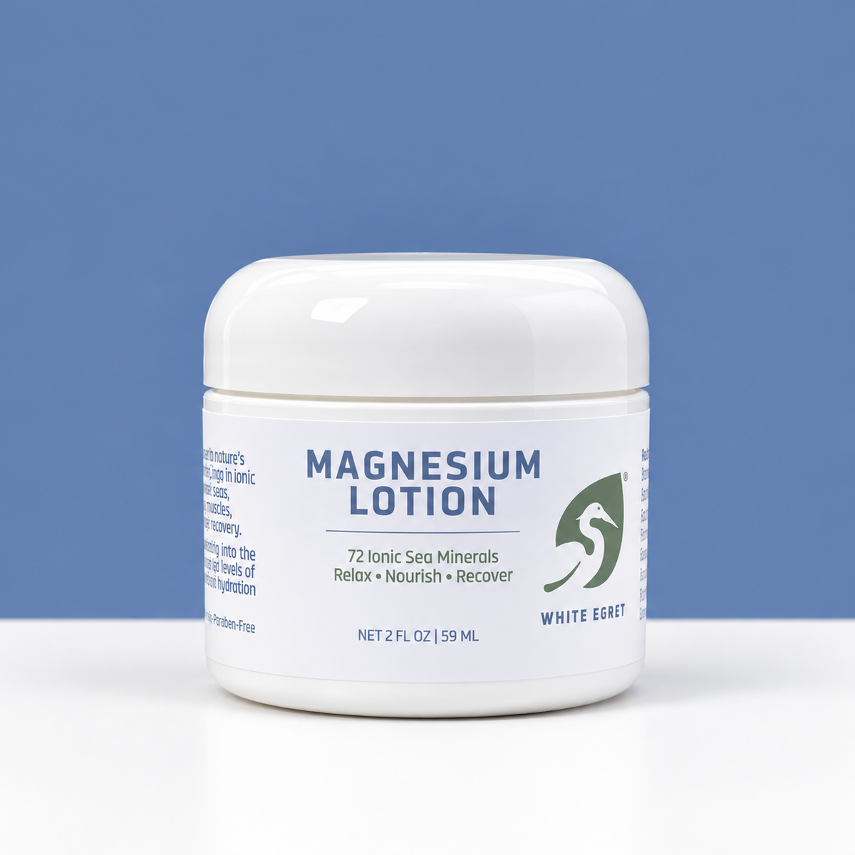 White Egret Magnesium Lotion – 72 Ionic Sea Minerals - White Egret Personal Care