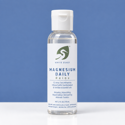 Magnesium Daily Oil – 2oz Topical Spray with Essential Oils for Recovery, Sleep & Relaxation - White Egret Personal Care