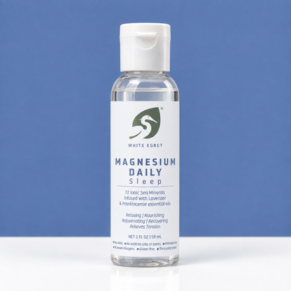 Magnesium Daily Oil – 2oz Topical Spray with Essential Oils for Recovery, Sleep & Relaxation - White Egret Personal Care