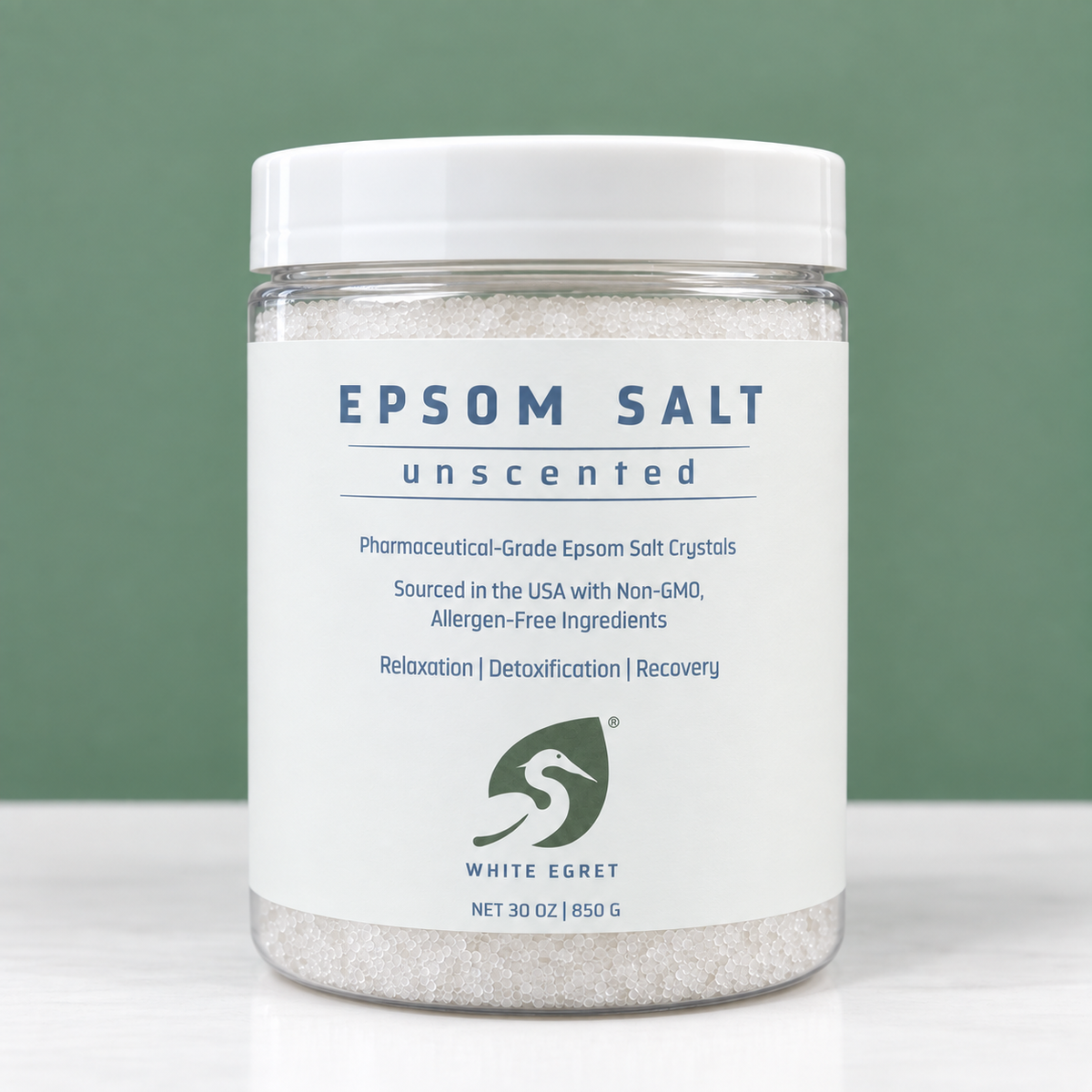 Pharmaceutical Grade Epsom Salts – Pure Bath Soak with Optional Organic Essential Oils - White Egret Personal Care
