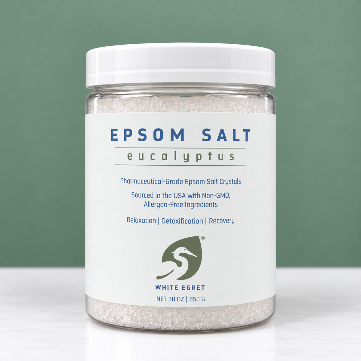 Pharmaceutical Grade Epsom Salts – Pure Bath Soak with Optional Organic Essential Oils - White Egret Personal Care