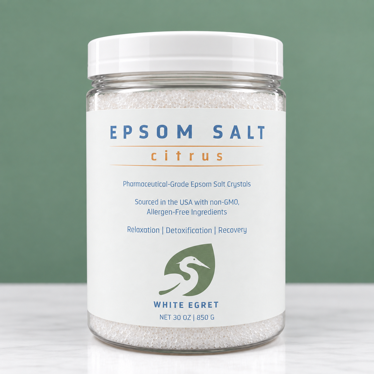 Pharmaceutical Grade Epsom Salts – Pure Bath Soak with Optional Organic Essential Oils - White Egret Personal Care