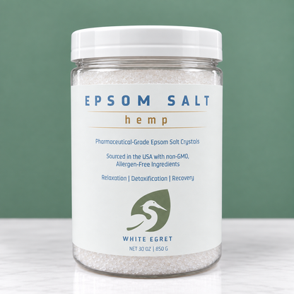 Pharmaceutical Grade Epsom Salts – Pure Bath Soak with Optional Organic Essential Oils - White Egret Personal Care