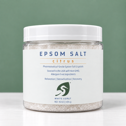 Pharmaceutical Grade Epsom Salts – Pure Bath Soak with Optional Organic Essential Oils - White Egret Personal Care