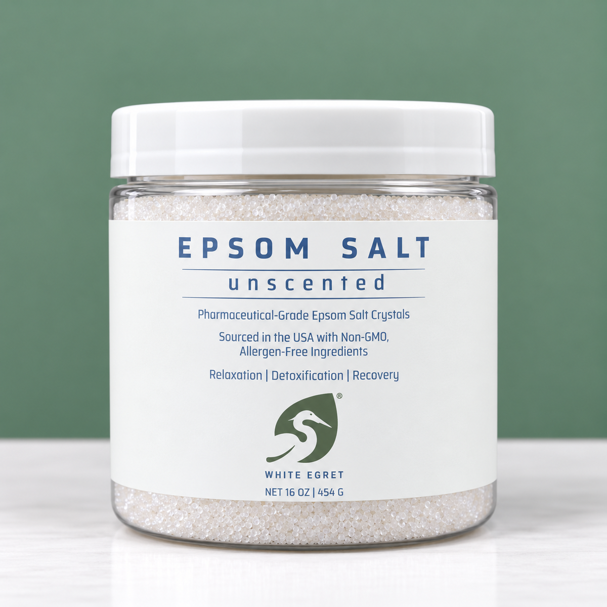 Pharmaceutical Grade Epsom Salts – Pure Bath Soak with Optional Organic Essential Oils - White Egret Personal Care