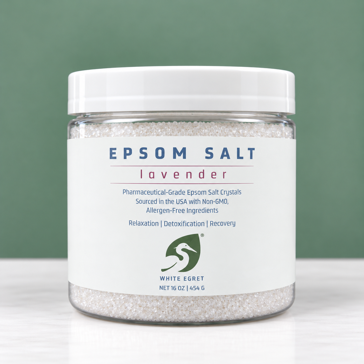 Pharmaceutical Grade Epsom Salts – Pure Bath Soak with Optional Organic Essential Oils - White Egret Personal Care