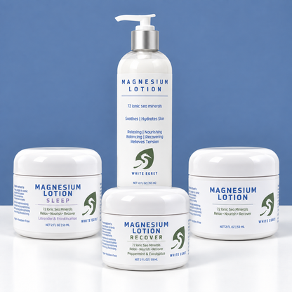 White Egret Magnesium Lotion – 72 Ionic Sea Minerals - White Egret Personal Care