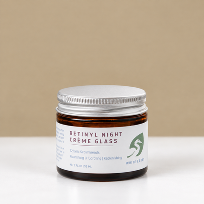 Retinyl Night Crème in Glass Jar – Anti-Aging, Reusable & Sustainable Packaging - White Egret Personal Care