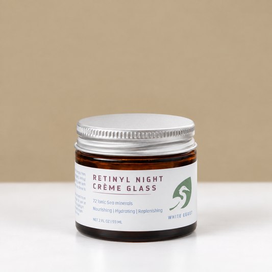 Retinyl Night Crème in Glass Jar – Anti-Aging, Reusable & Sustainable Packaging - White Egret Personal Care