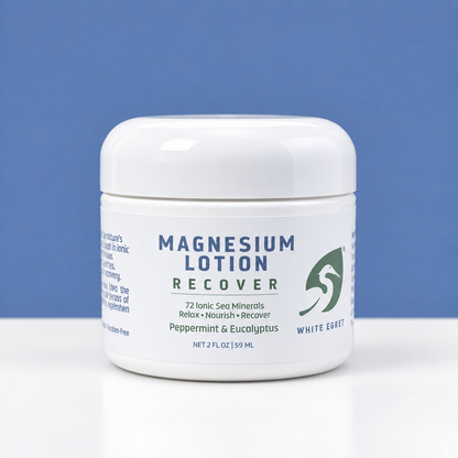 White Egret Magnesium Lotion – 72 Ionic Sea Minerals - White Egret Personal Care
