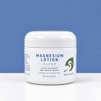 White Egret Magnesium Lotion – 72 Ionic Sea Minerals - White Egret Personal Care