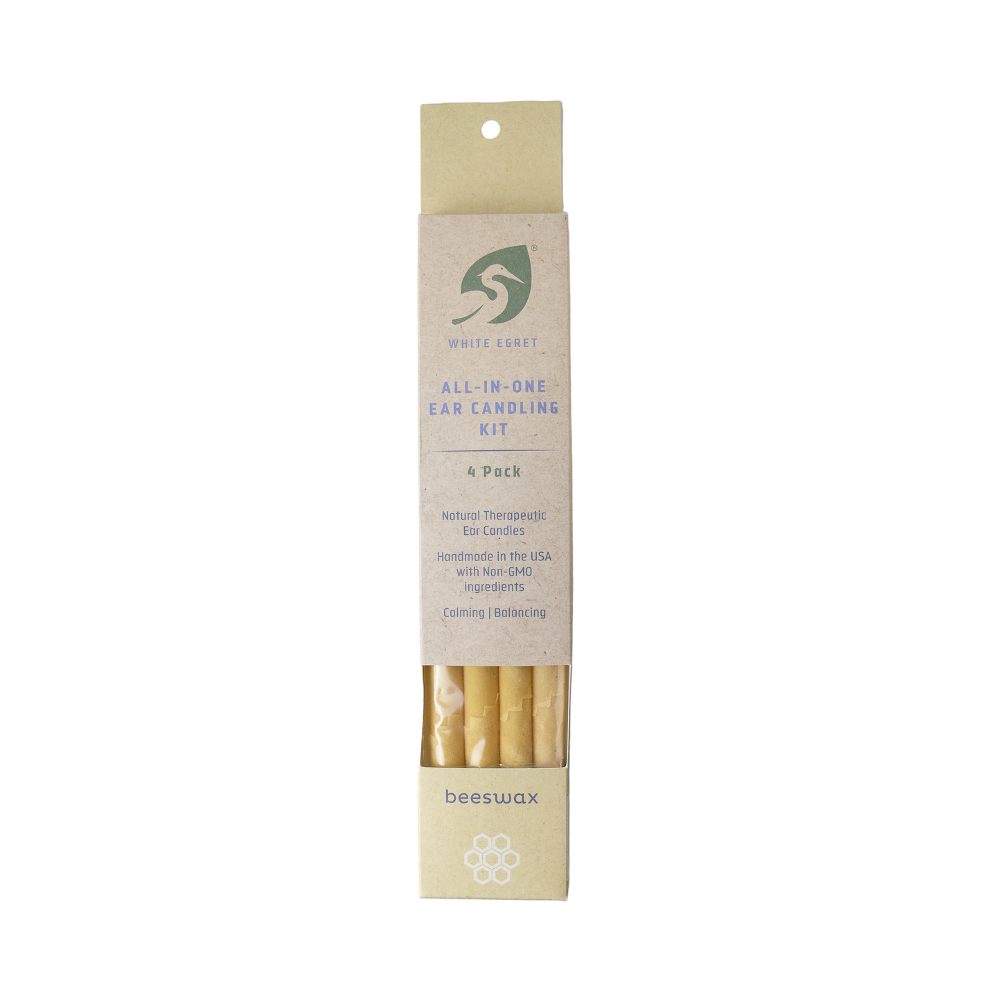 Beeswax ear candling kit packaging on a white background