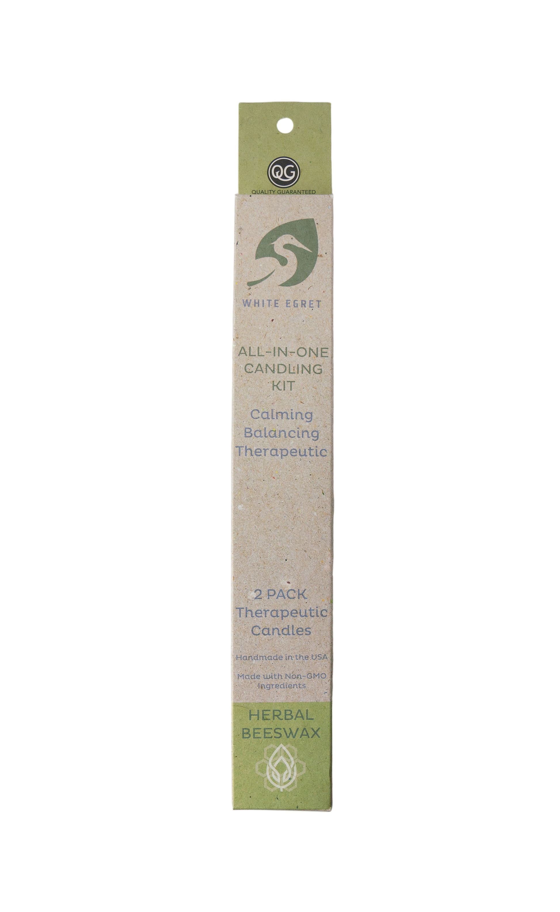 Ear candling kit packaging with branding on a white background