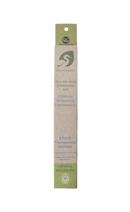 Ear candling kit packaging with branding on a white background